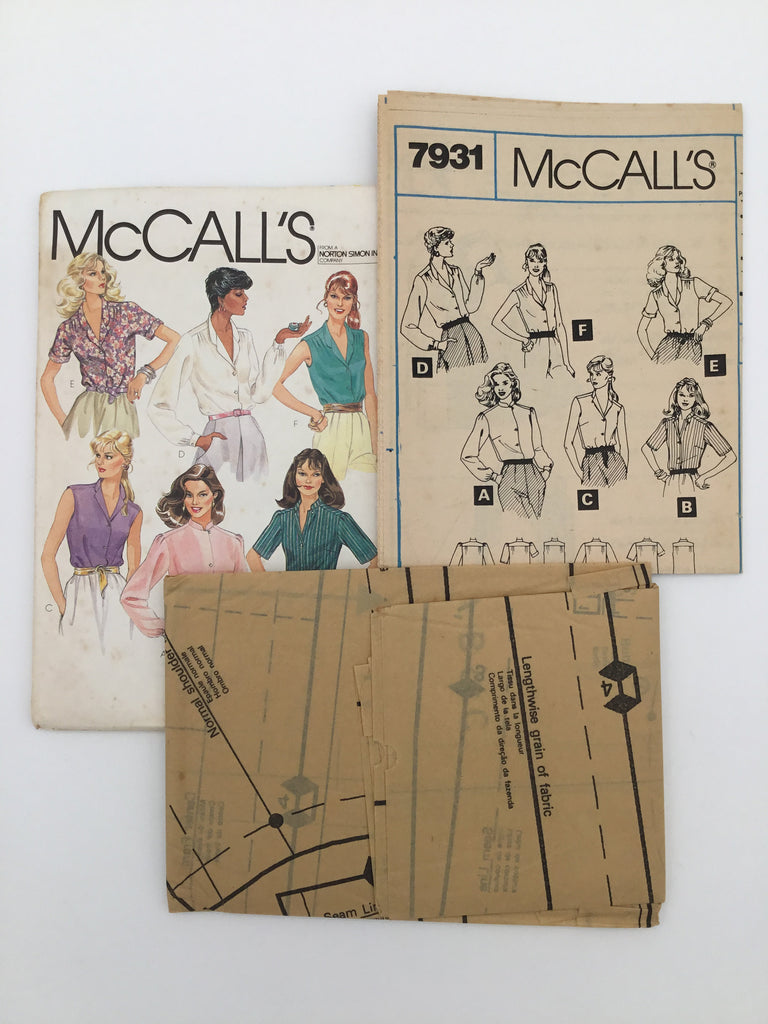 McCall's 7931 (1982) Blouse with Neckline and Sleeve Variations - Vintage Uncut Sewing Pattern