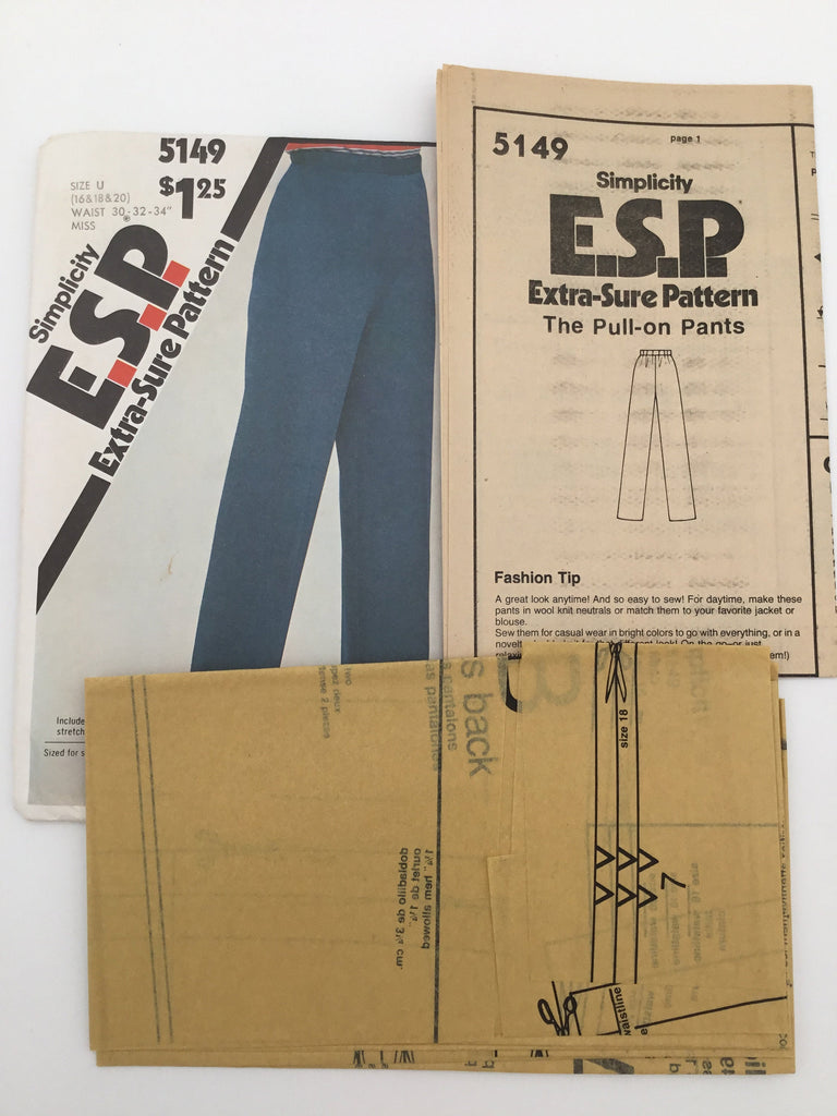 Simplicity 5149 (1981) Pants - Vintage Uncut Sewing Pattern