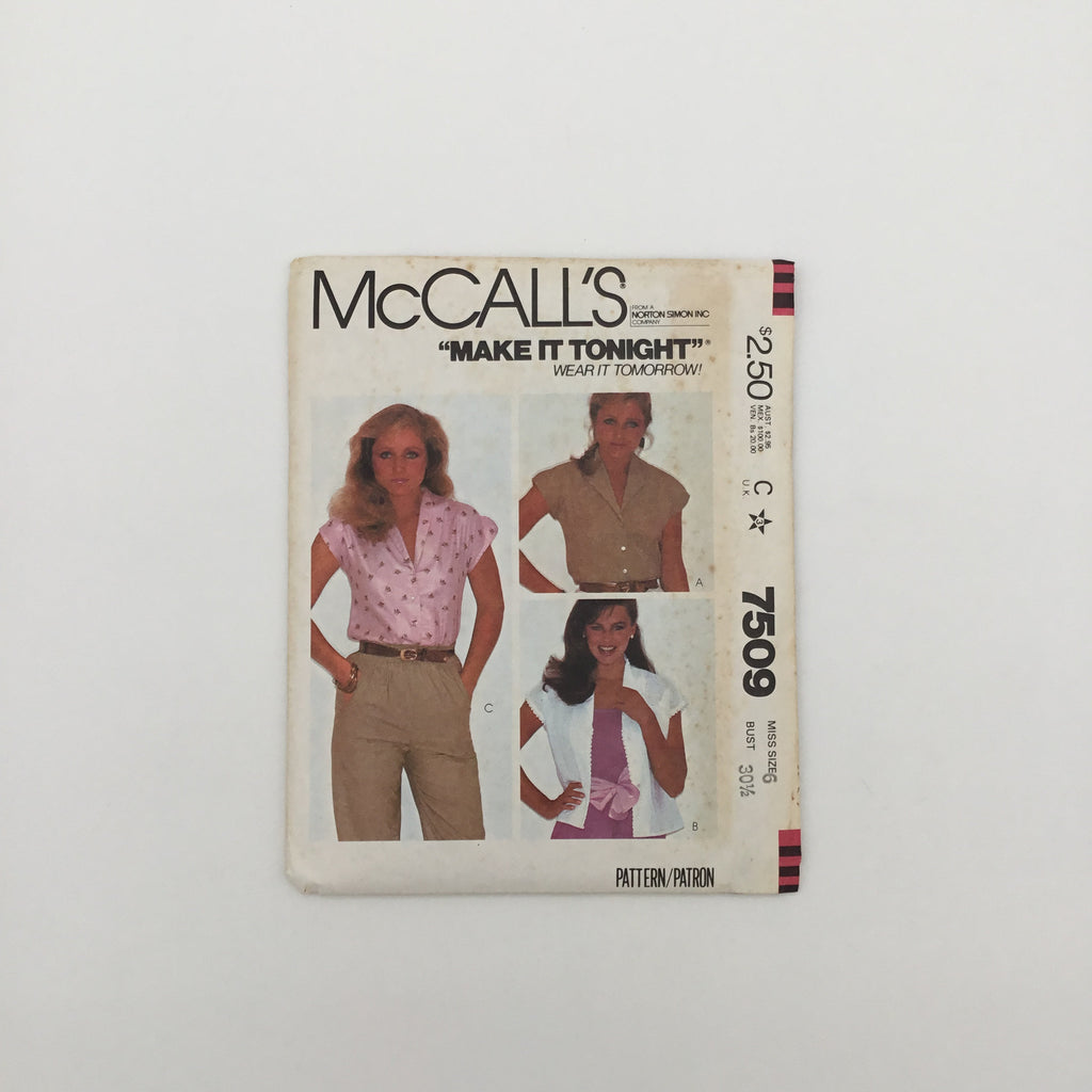 McCall's 7509 (1981) Blouse - Vintage Uncut Sewing Pattern