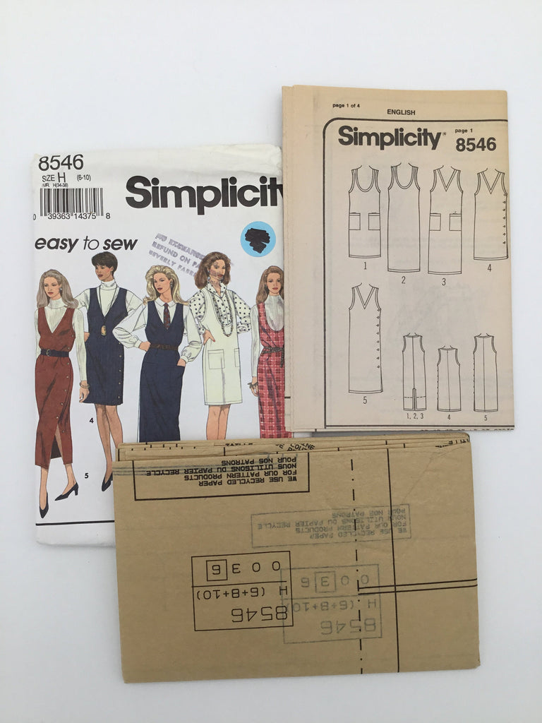 Simplicity 8546 (1993) Jumper with Length Variations - Vintage Uncut Sewing Pattern