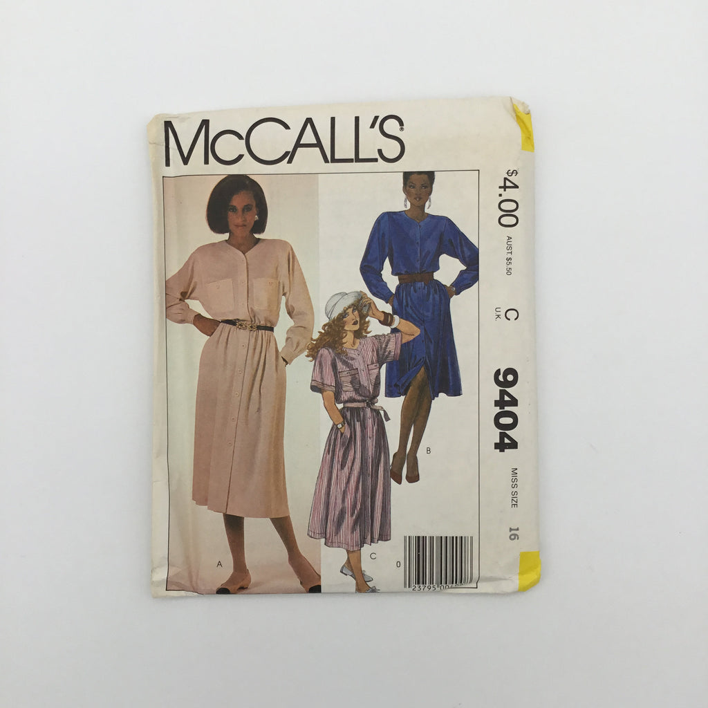 McCall's 9404 (1985) Dress with Sleeve Variations - Vintage Uncut Sewing Pattern