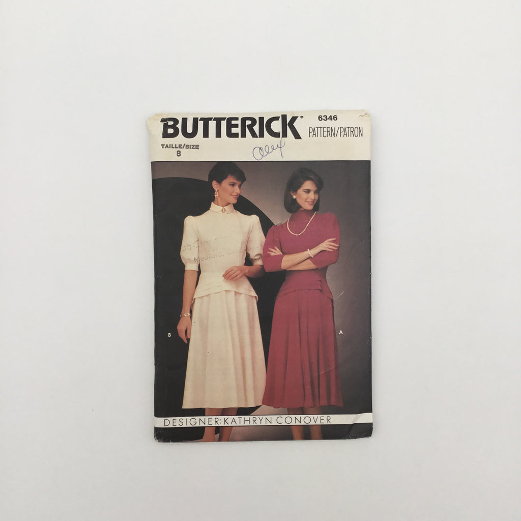Butterick 6346 (1984) Dress with Collar Variations - Vintage Uncut Sewing Pattern