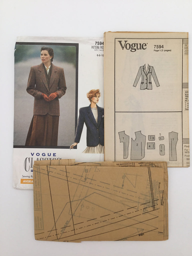 Vogue 7594 (1989) Jacket - Vintage Uncut Sewing Pattern