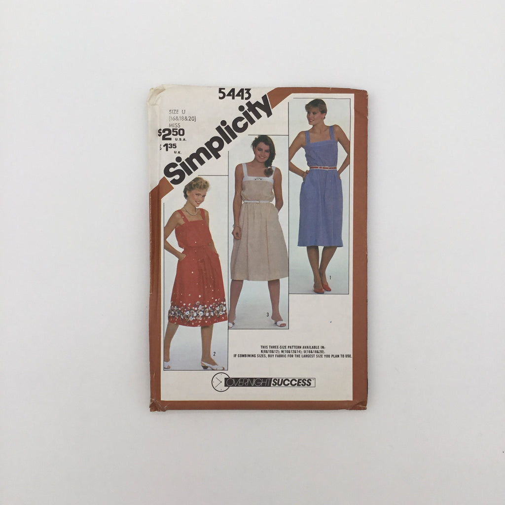 Simplicity 5443 (1982) Dress - Vintage Uncut Sewing Pattern