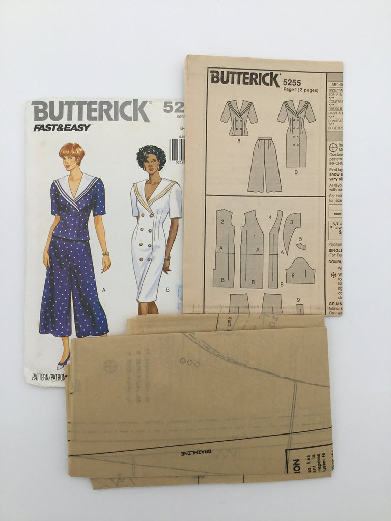 Butterick 5255 (1991) Dress, Top, and Culottes - Vintage Uncut Sewing Pattern