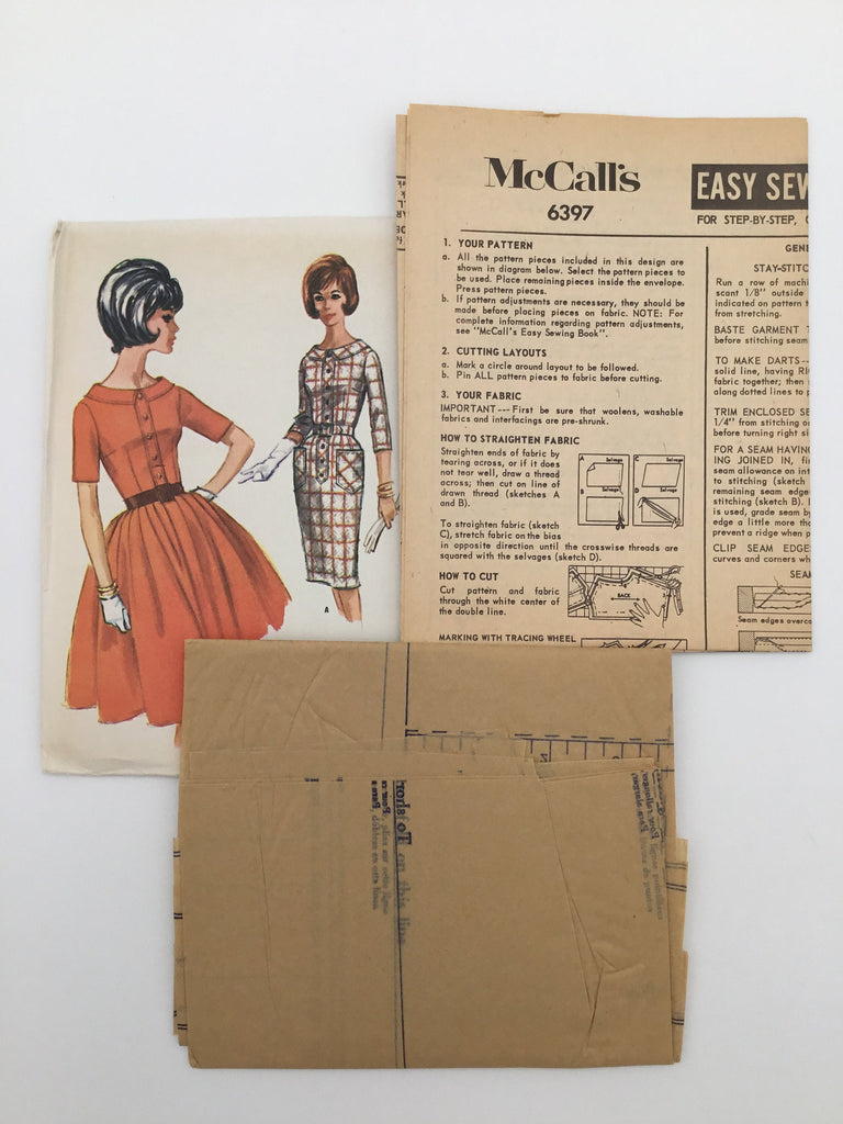 McCall's 6397 (1962) Dress with Sleeve and Skirt Variations - Vintage Uncut Sewing Pattern