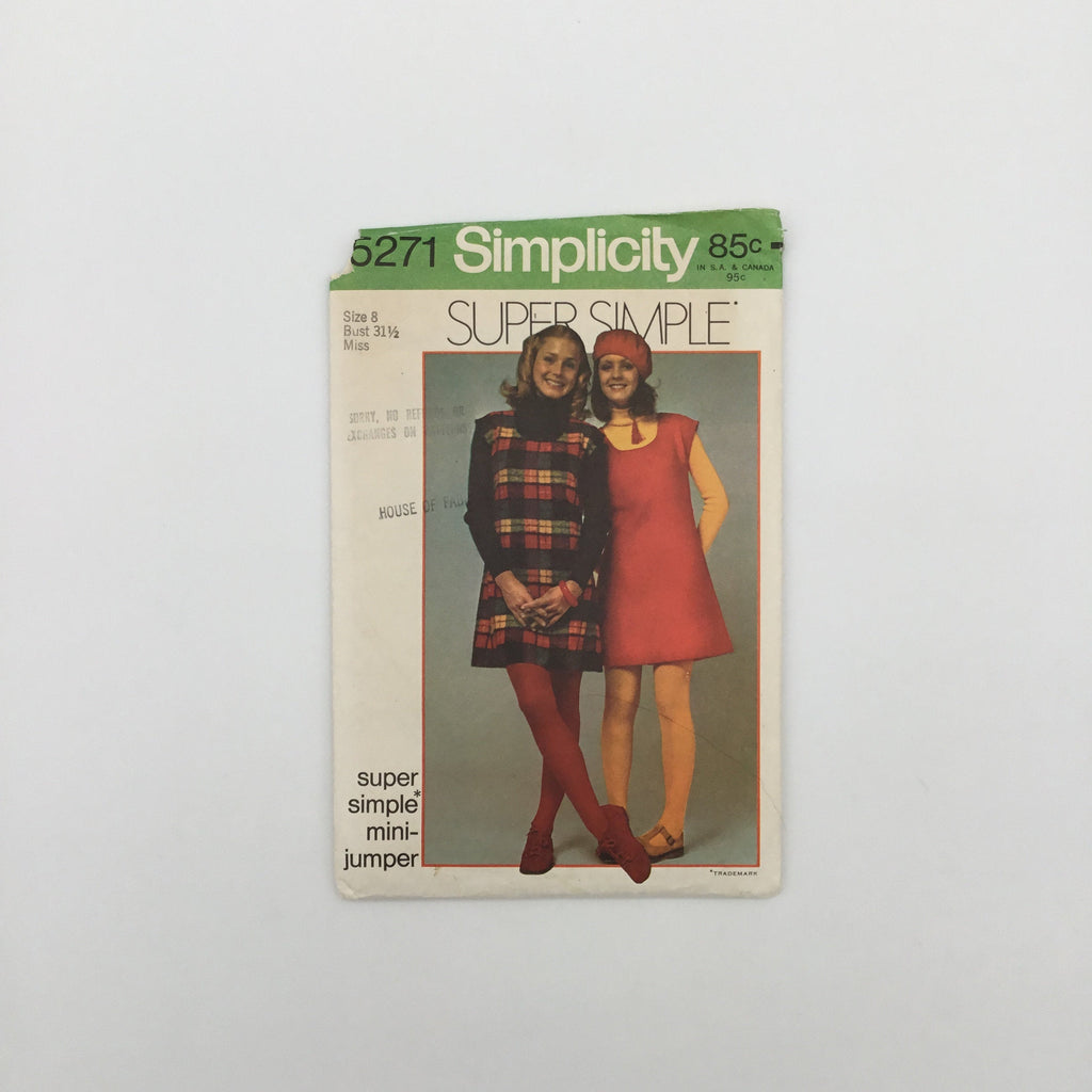 Simplicity 5271 (1972) Super Simple Mini Jumper - Vintage Uncut Sewing Pattern