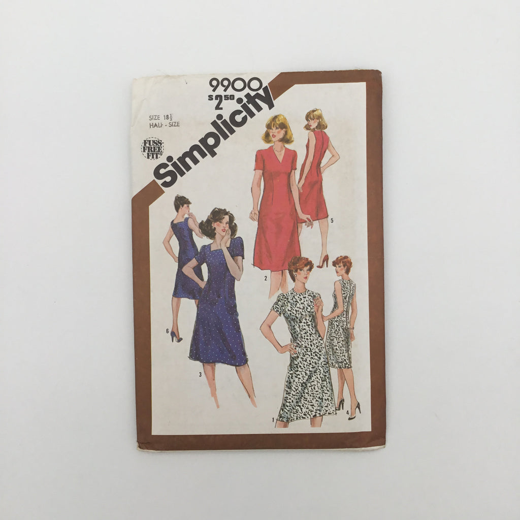 Simplicity 9900, 9906 (1981) Dress with Neckline Variations - Vintage Uncut Sewing Pattern