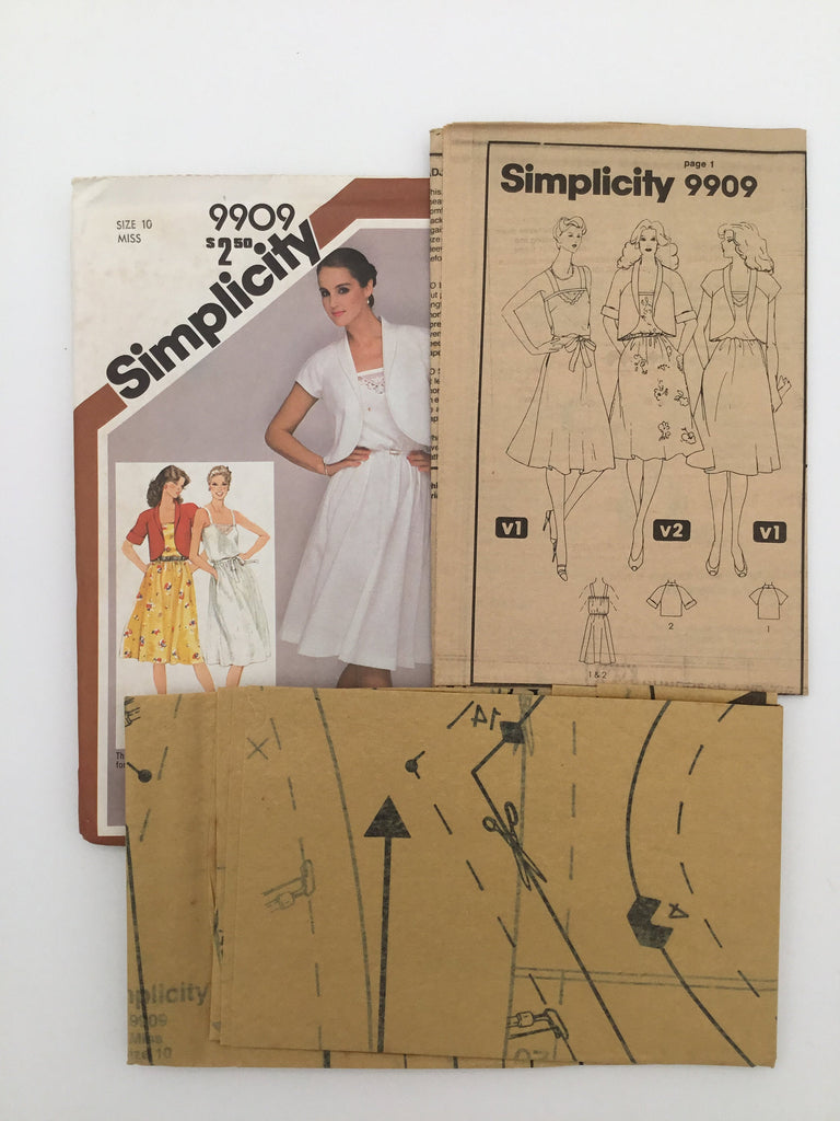 Simplicity 9909 (1981) Dress and Bolero Jacket - Vintage Uncut Sewing Pattern