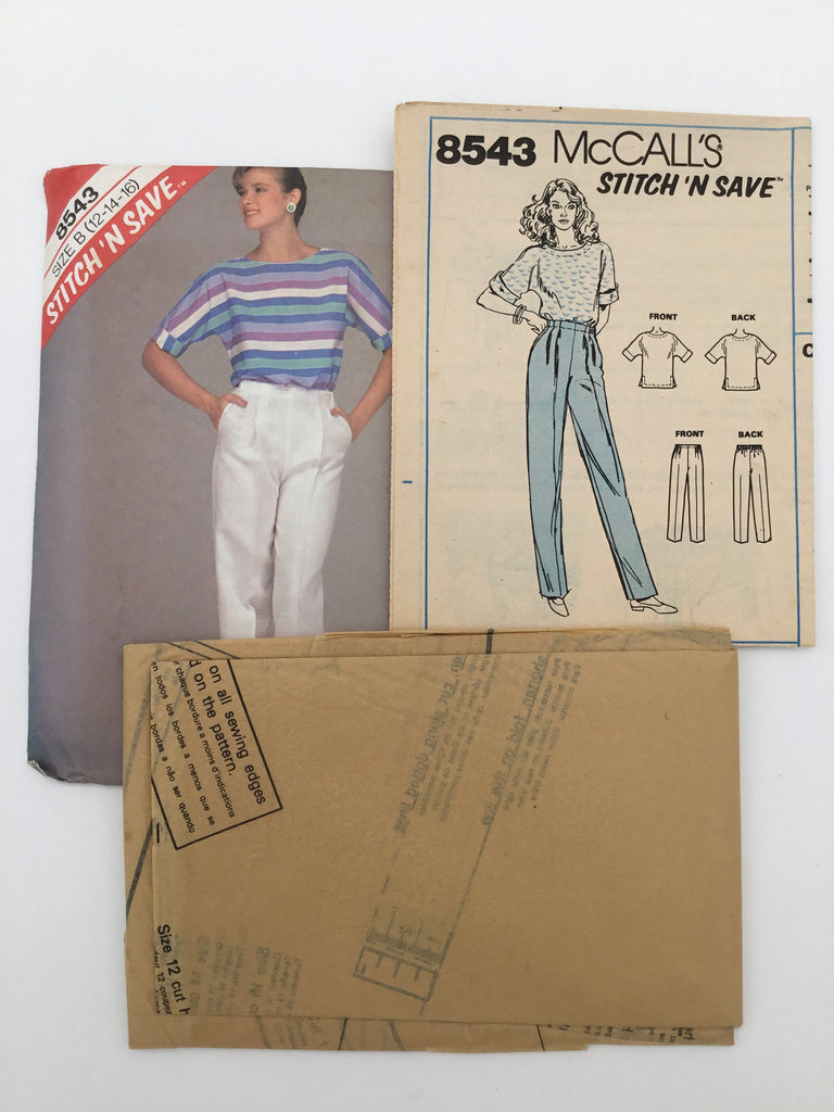 McCall's 8543 (1983) Top and Pants - Vintage Uncut Sewing Pattern