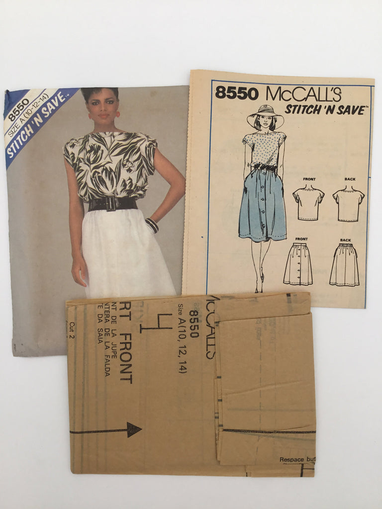 McCall's 8550 (1983) Top and Skirt - Vintage Uncut Sewing Pattern
