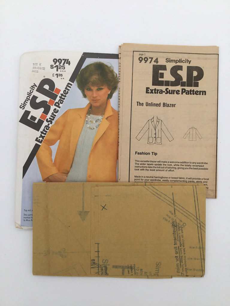 Simplicity 9974 (1981) Blazer - Vintage Uncut Sewing Pattern