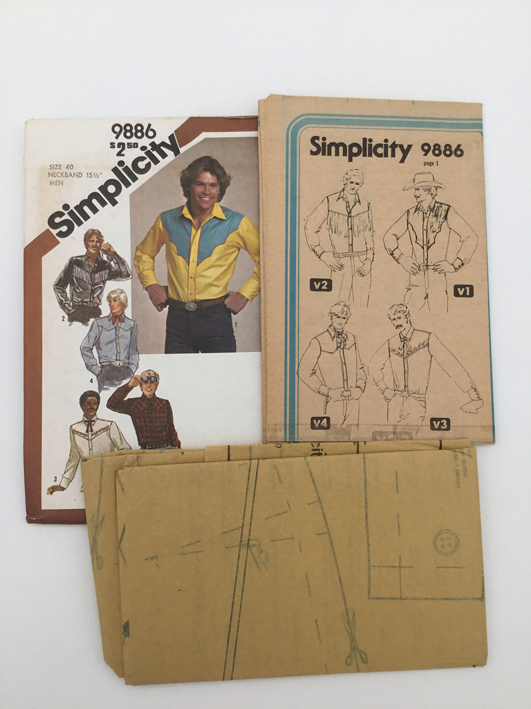 Simplicity 9886 (1980) Western Shirt, Scarf, and Tie - Vintage Uncut Sewing Pattern