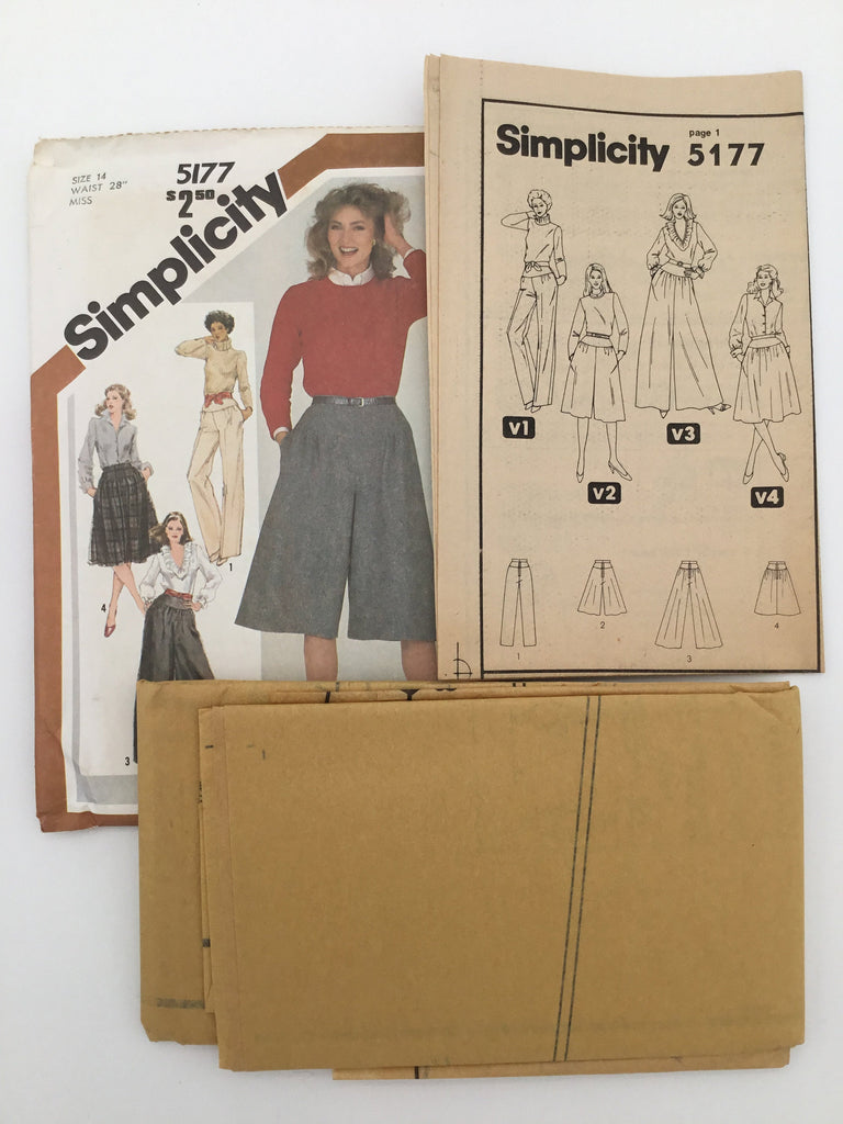 Simplicity 5177 (1981) Culottes, Pants, and Skirt - Vintage Uncut Sewing Pattern