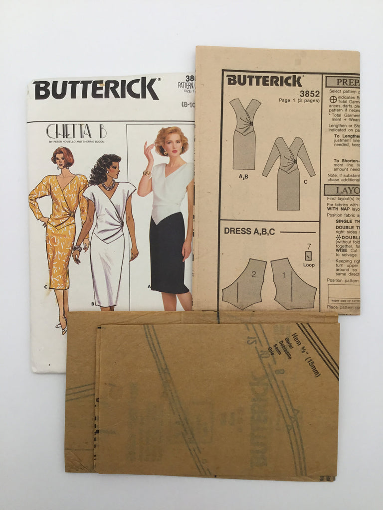 Butterick 3852 (1986) Dress with Sleeve Variations - Vintage Uncut Sewing Pattern