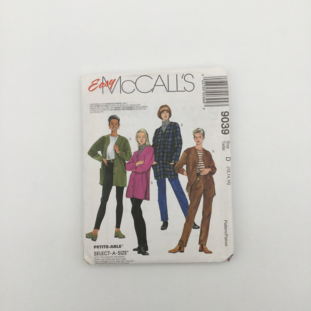 McCall's 9039 (1997) Cardigan, Top, Pants, and Leggings - Vintage Uncut Sewing Pattern