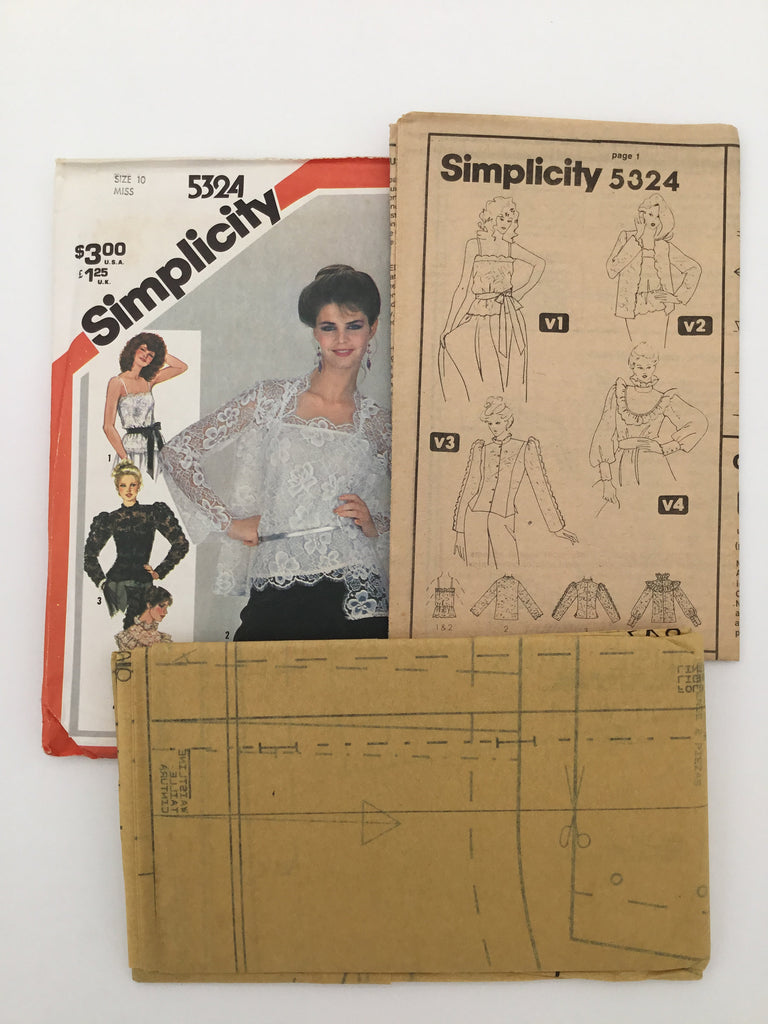 Simplicity 5324 (1981) Blouse, Jacket, and Camisole - Vintage Uncut Sewing Pattern
