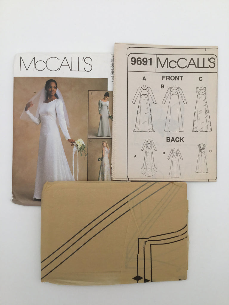 McCall's 9691 (1998) Gown with Sleeve Variations and Optional Train - Vintage Uncut Sewing Pattern