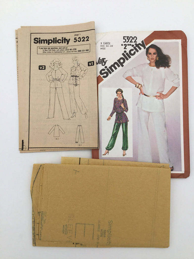 Simplicity 5322 (1981) Tunic and Pants - Vintage Uncut Sewing Pattern