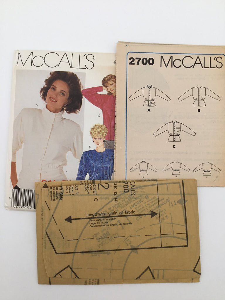 McCall's 2700 (1986) Blouse with Collar Variations - Vintage Uncut Sewing Pattern