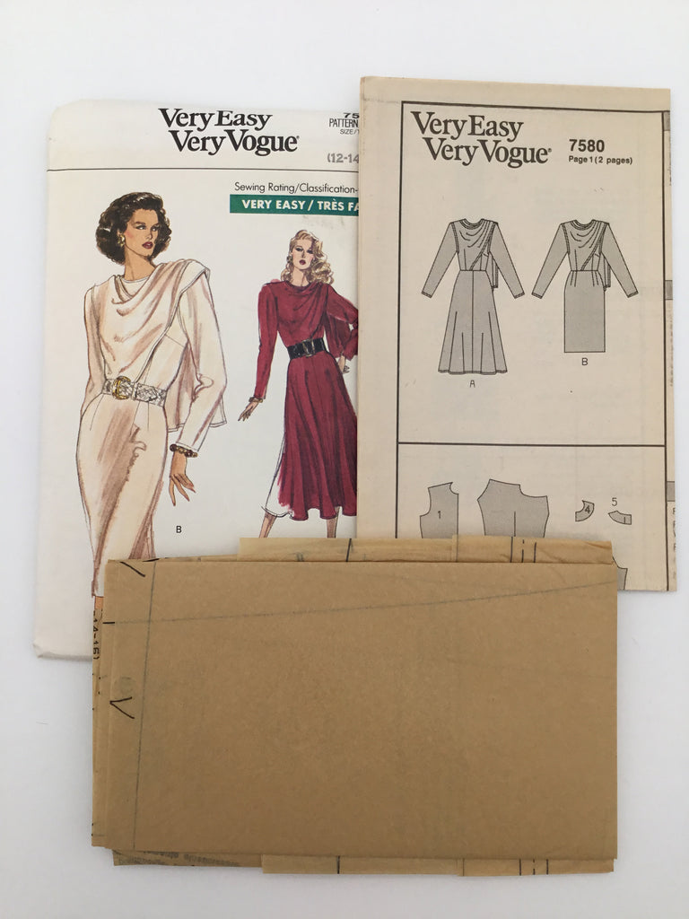 Vogue 7580 (1989) Dress with Skirt Variations - Vintage Uncut Sewing Pattern