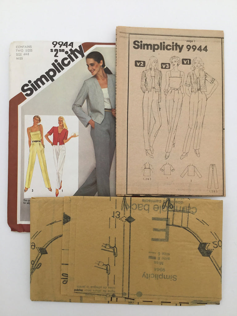 Simplicity 9944 (1981) Camisole, Pants, and Jacket - Vintage Uncut Sewing Pattern