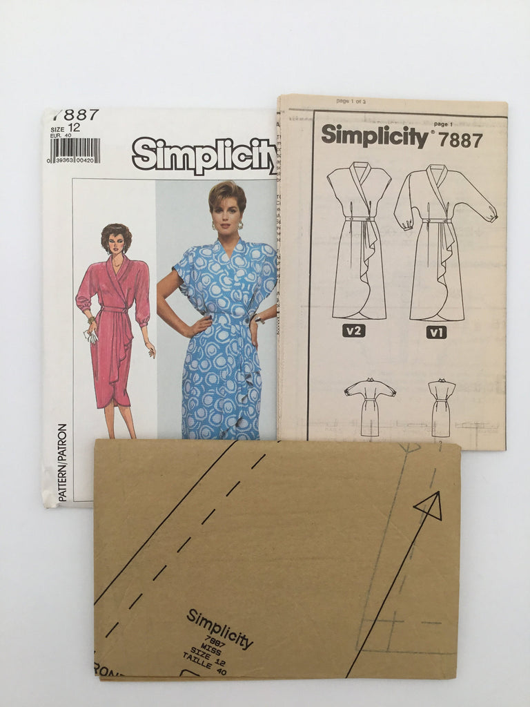 Simplicity 7887 (1986) Dress with Sleeve Variations - Vintage Uncut Sewing Pattern