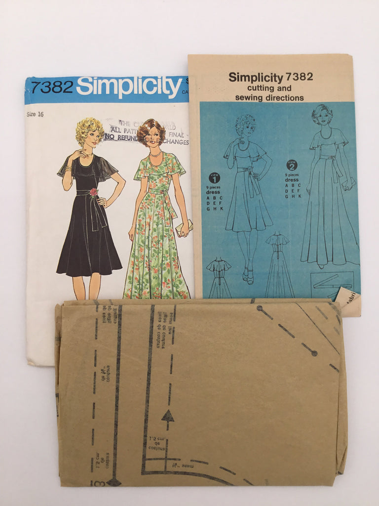 Simplicity 7382 (1976) Dress with Length Variations - Vintage Uncut Sewing Pattern