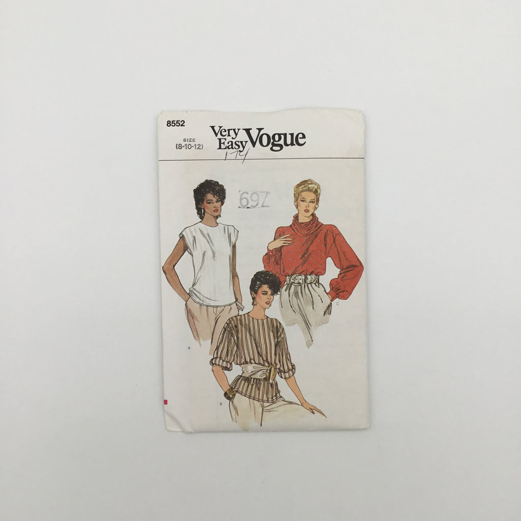 Vogue 8552 Blouse with Neckline and Sleeve Variations - Vintage Uncut Sewing Pattern