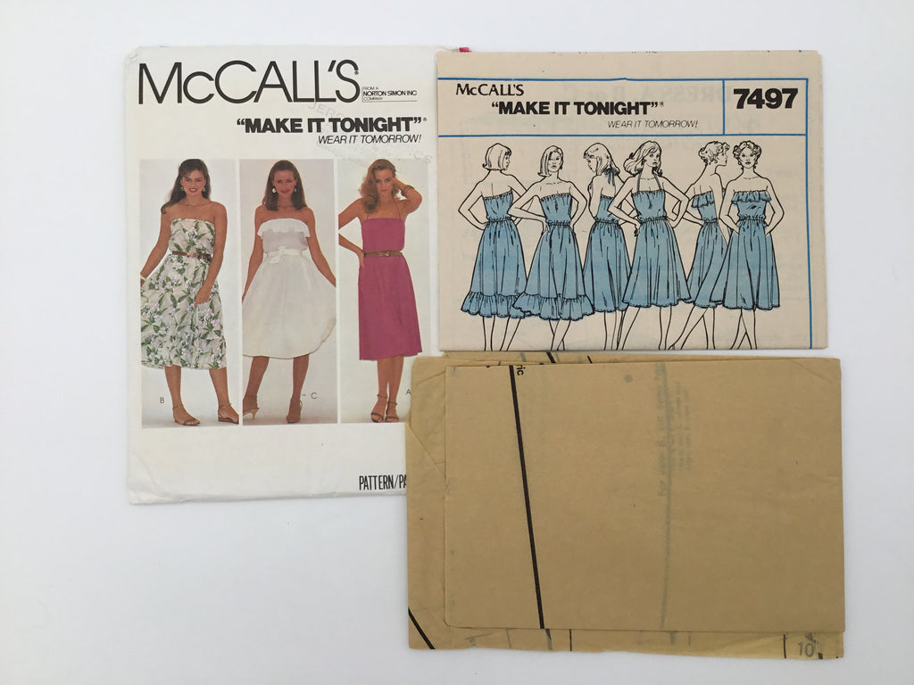 McCall's 7497 (1981) Dress with Optional Shoulder Straps - Vintage Uncut Sewing Pattern