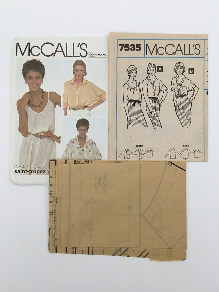 McCall's 7535 (1981) Blouse and Camisole - Vintage Uncut Sewing Pattern
