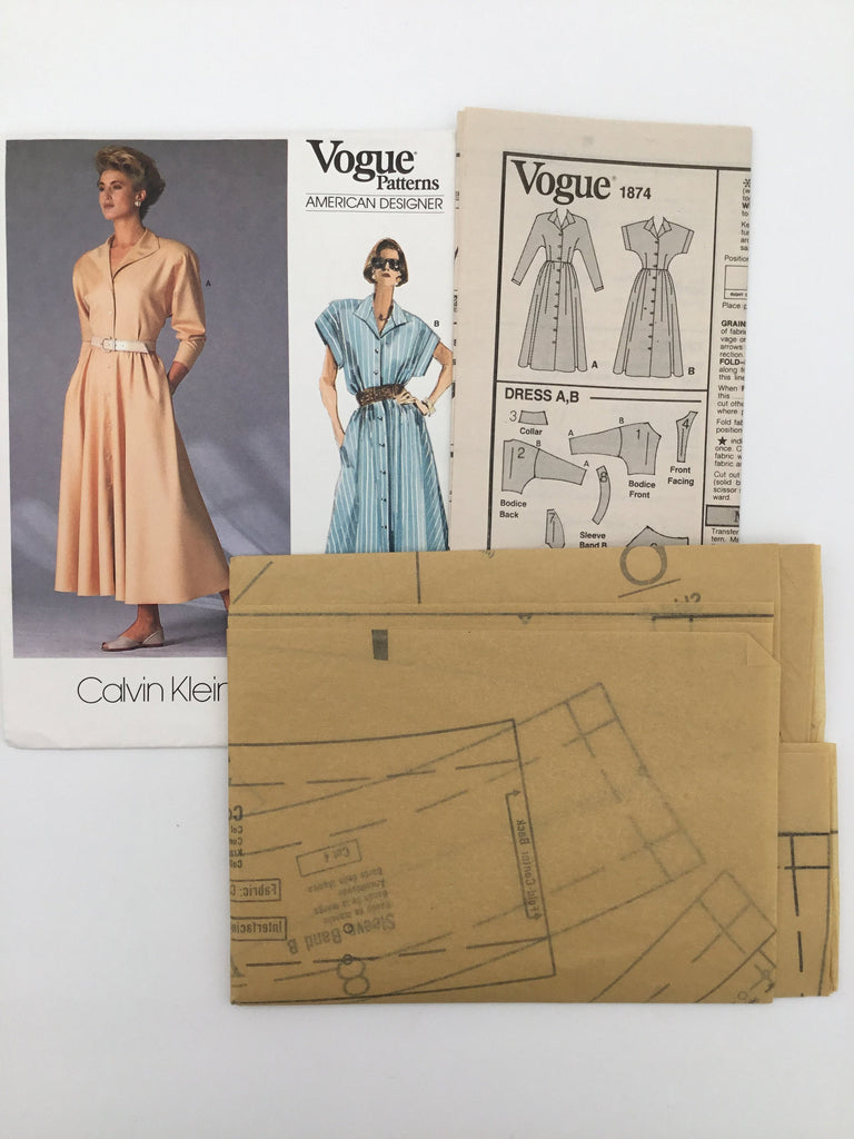 Vogue 1874 (1987) Dress with Sleeve Variations - Vintage Uncut Sewing Pattern