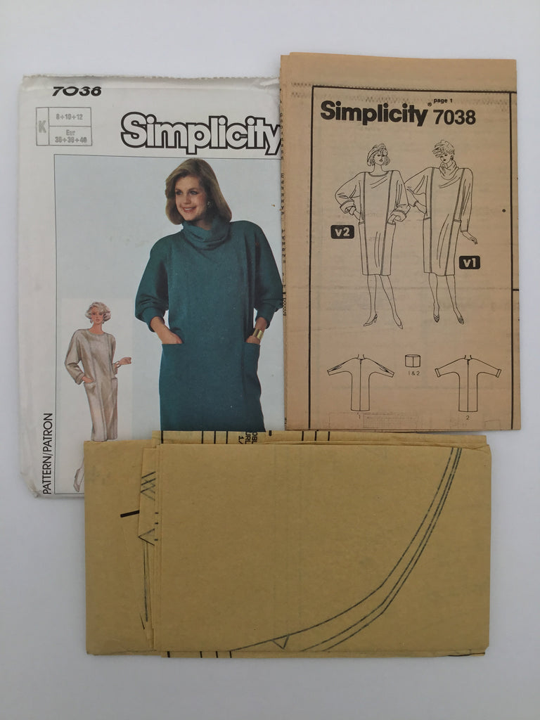Simplicity 7038 (1985) Dress with Detachable Cowl - Vintage Uncut Sewing Pattern