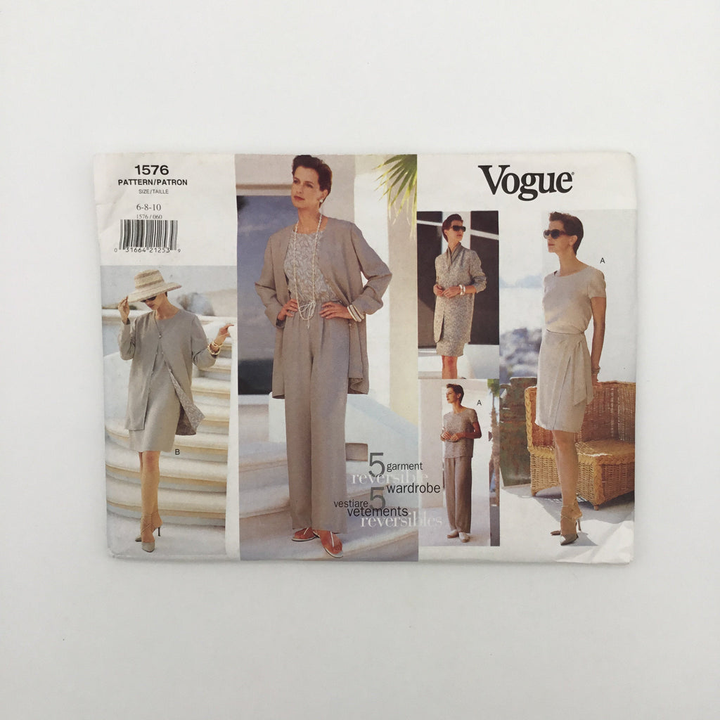 Vogue 1576 (1995) Jacket, Dress, Top, Skirt, and Pants - All Reversible - Vintage Uncut Sewing Pattern