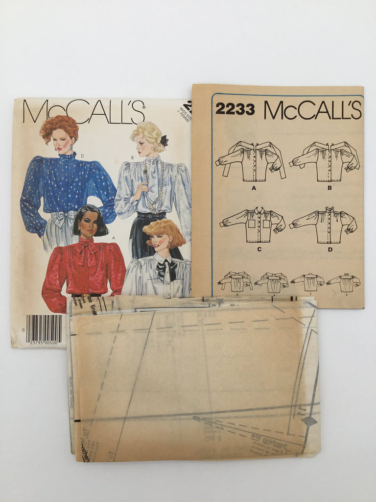 McCall's 2233 (1985) Blouse with Neckline Variations - Vintage Uncut Sewing Pattern