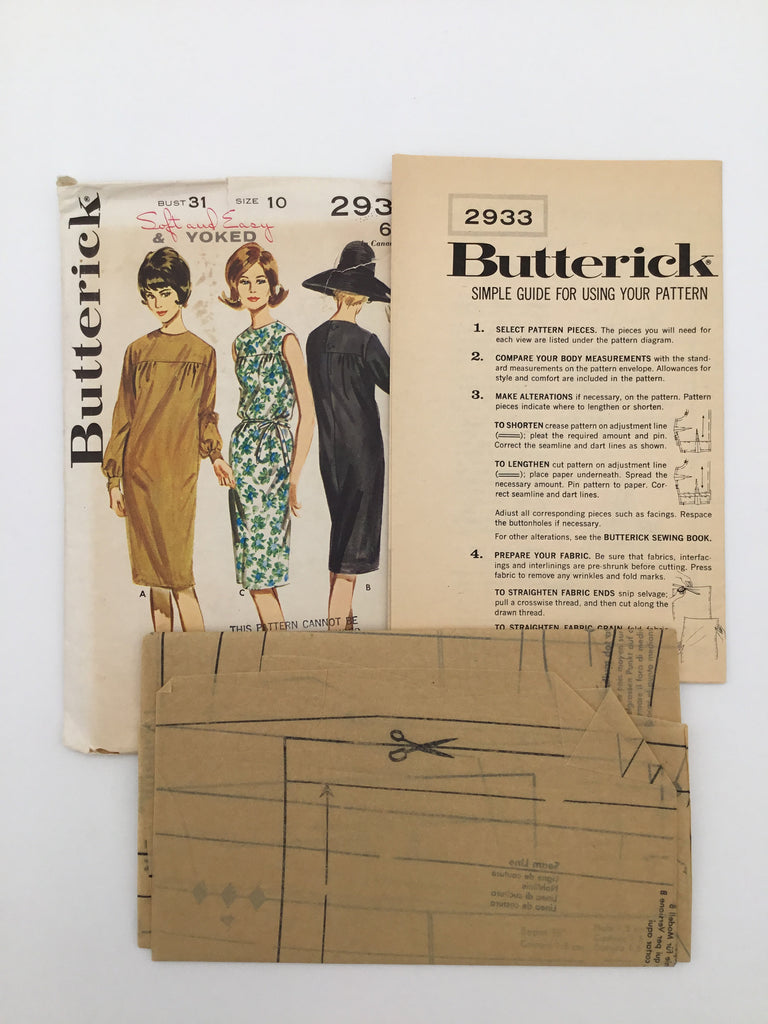 Butterick 2933 Dress with Sleeve Variations - Vintage Uncut Sewing Pattern
