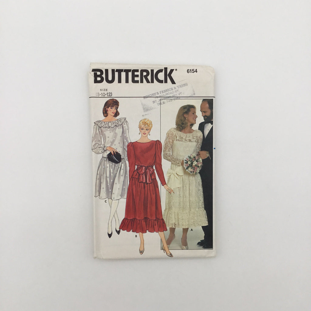 Butterick 6154 Dress and Slip with Collar and Skirt Variations - Vintage Uncut Sewing Pattern