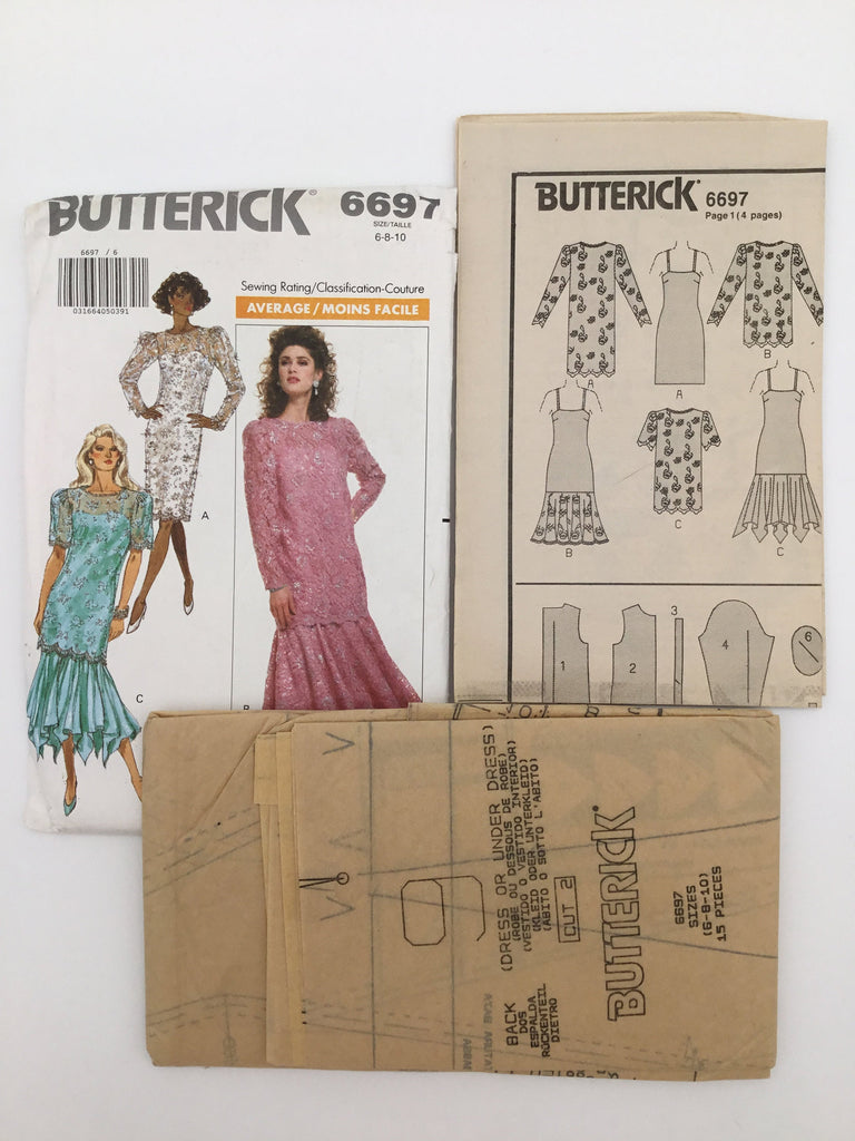 Butterick 6697 (1988) Dress and Tunic with Sleeve and Skirt Variations - Vintage Uncut Sewing Pattern