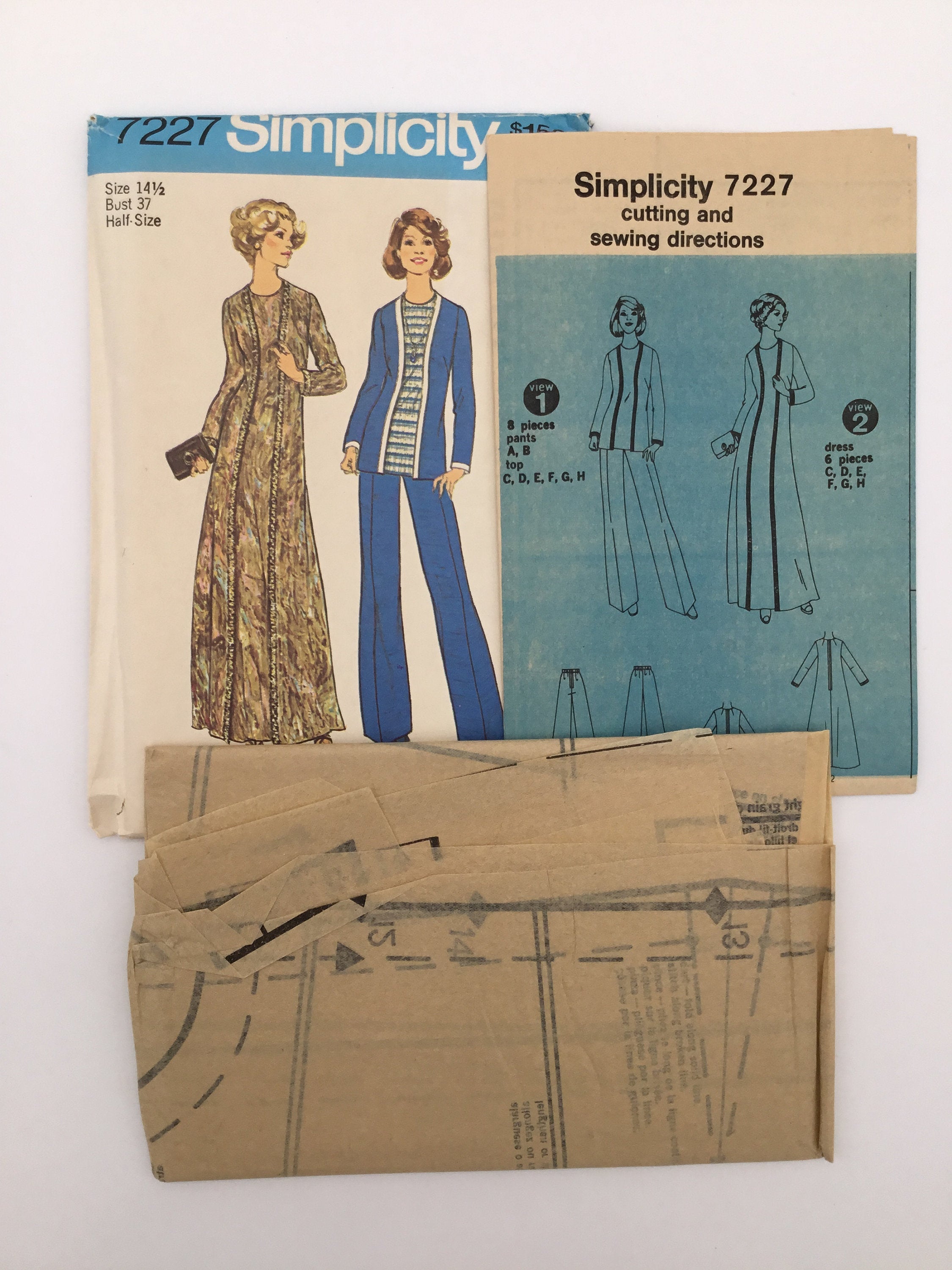 Simplicity 7227 (1975) Dress. Top, and Pants - Vintage Uncut Sewing Pa ...