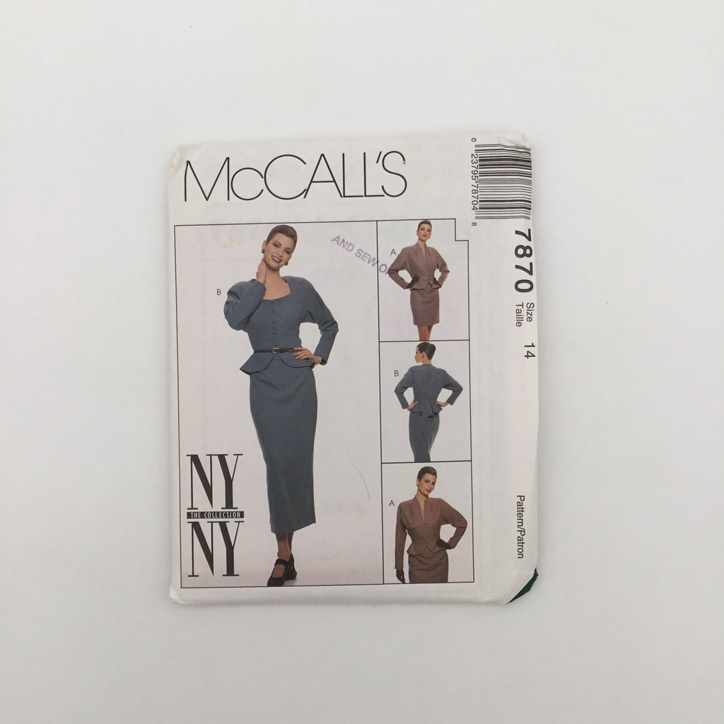 McCall's 7870 (1995) Jacket and Skirt with Length Variations - Vintage Uncut Sewing Pattern
