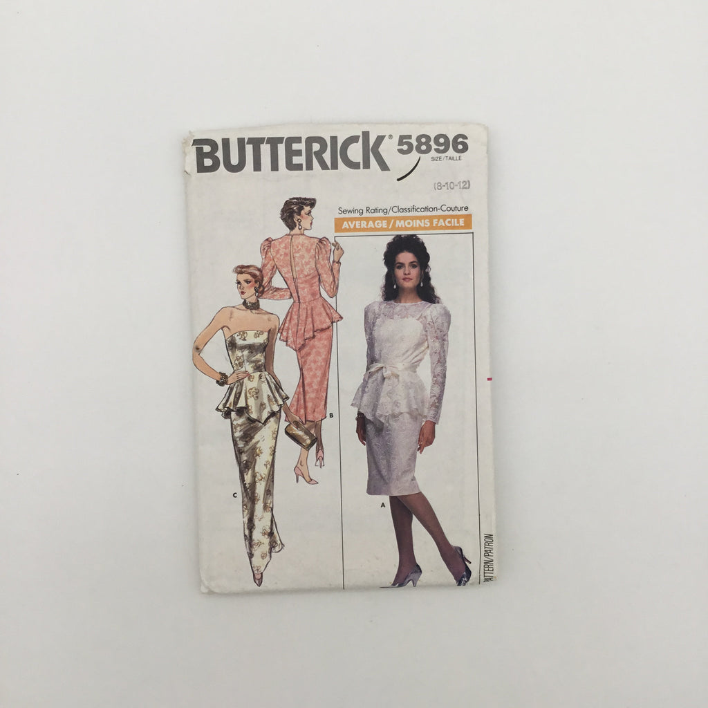 Butterick 5896 (1987) Dress with Sleeve and Length Variations - Vintage Uncut Sewing Pattern