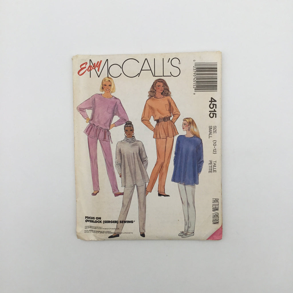 McCall's 4515 (1988) Top, Pants, and Detachable Cowl - Vintage Uncut Sewing Pattern