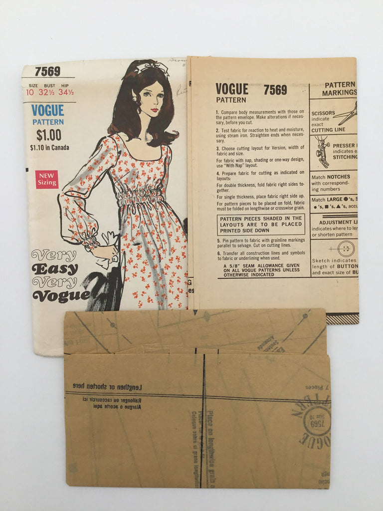 Vogue 7569 Dress - Vintage Uncut Sewing Pattern