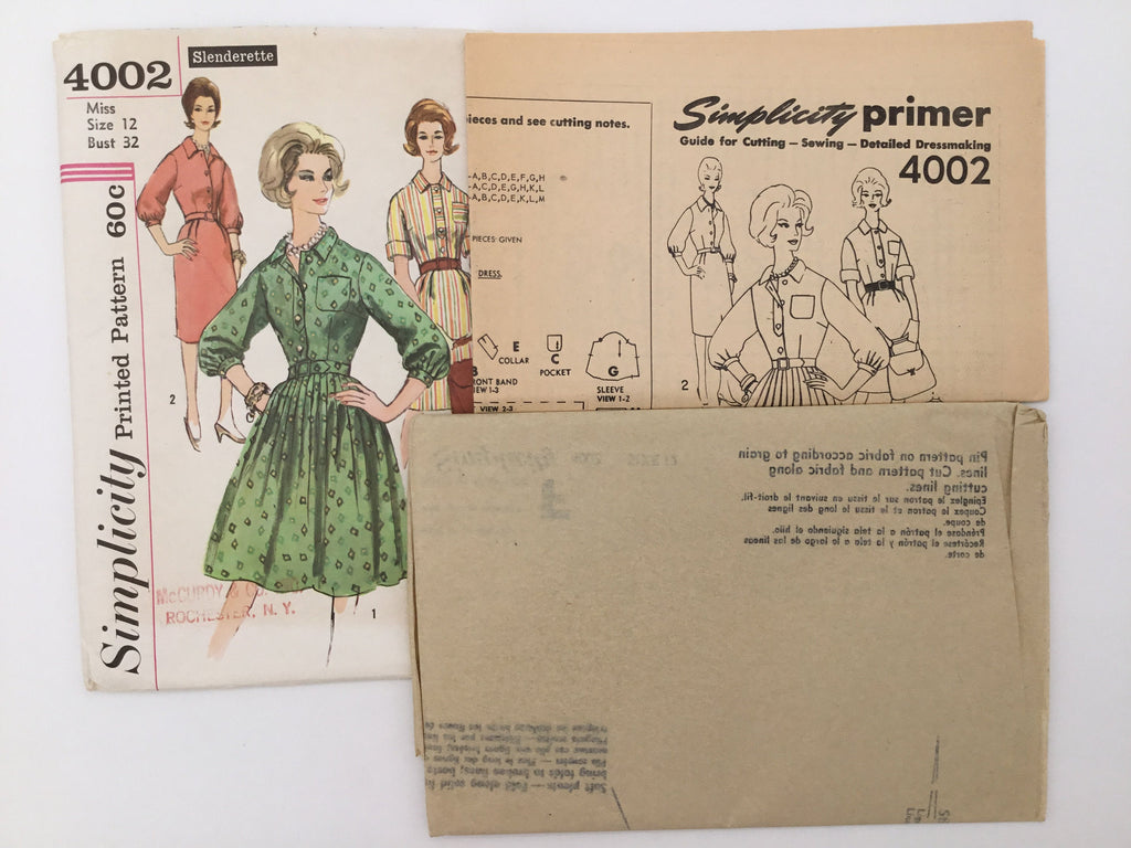 Simplicity 4002 Dress with Sleeve and Skirt Variations - Vintage Uncut Sewing Pattern
