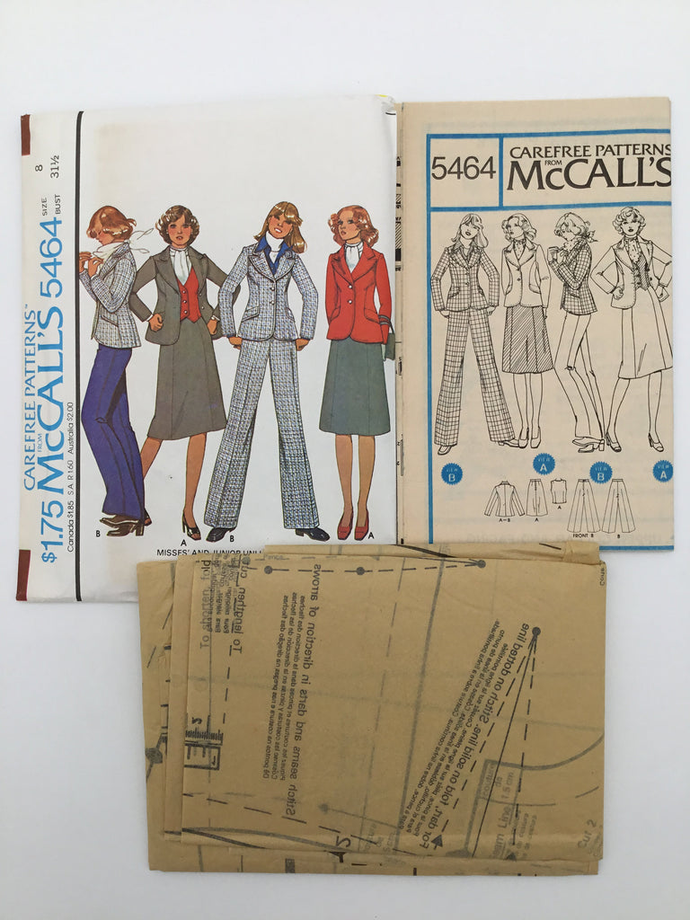 McCall's 5464 (1977) Blazer, Vest, Skirt, and Pants - Vintage Uncut Sewing Pattern
