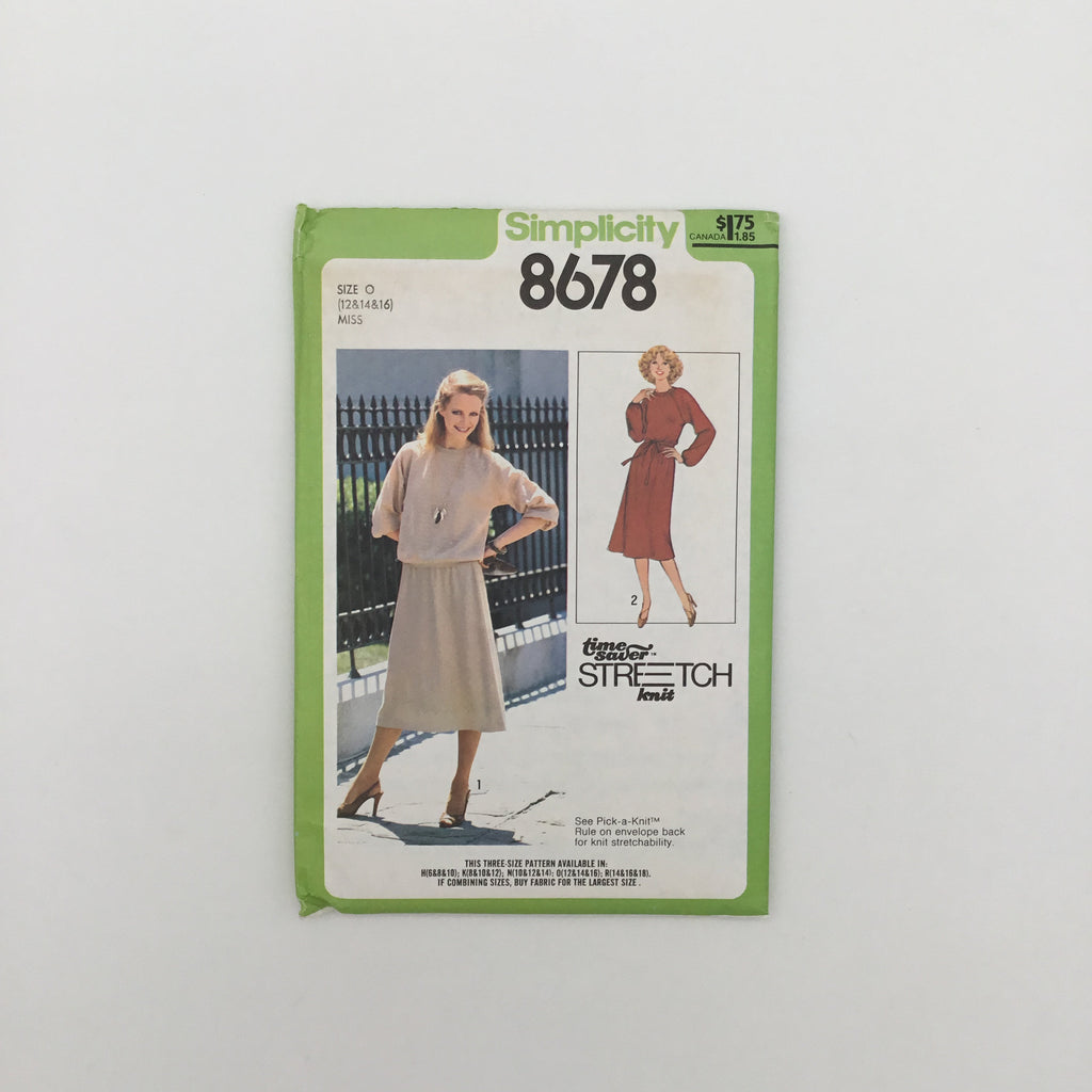 Simplicity 8678 (1978) Dress, Top, and Skirt - Vintage Uncut Sewing Pattern