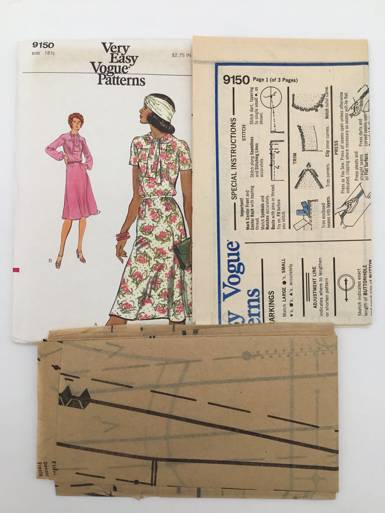 Vogue 9150 (1981) Dress with Sleeve Variations - Vintage Uncut Sewing Pattern