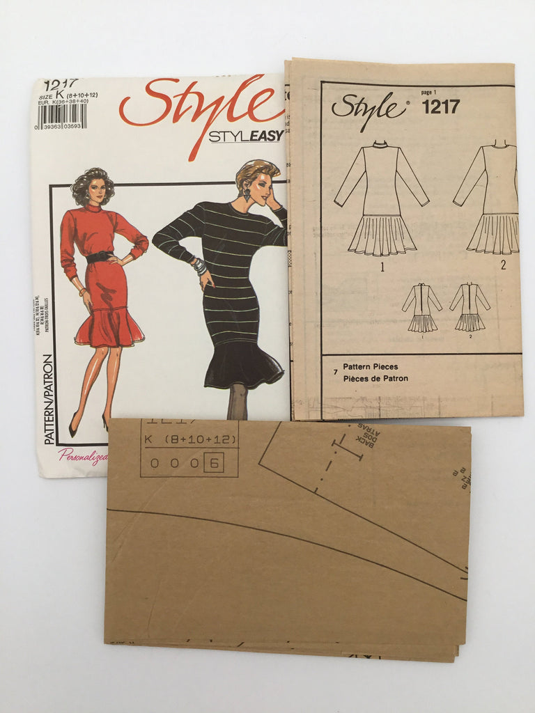 Style 1217 (1987) Dress with Neckline Variations - Vintage Uncut Sewing Pattern