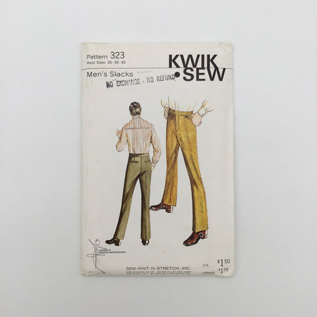 Kwik Sew 323 (1971) Slacks - Vintage Uncut Sewing Pattern