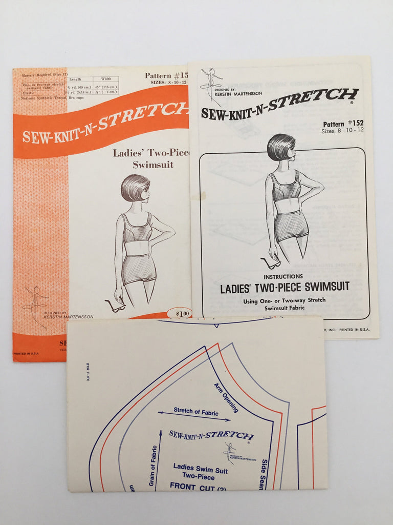 Sew-Knit-N-Stretch 152 (1968) Two-Piece Swimsuit - Vintage Uncut Sewing Pattern